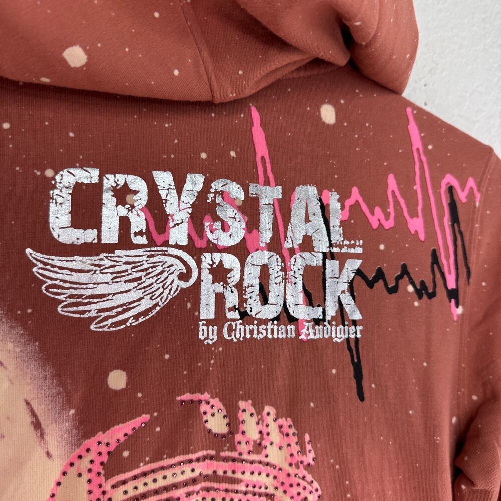 Christian Audigier Y2K Jacket Womens XS Crystal Rock Nightlife Singer Hoodie NEW - Picture 8 of 12